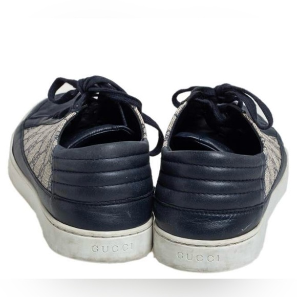 GUCCI LOW TOP TRAINERS Blue Leather size 8.5 Men 433716 - Picture 3 of 3